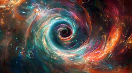 Abstract Cosmic Swirl with Black Hole Illustration