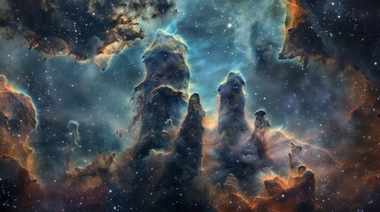 Obraz premium Pillars of Creation Nebula, Cosmic Landscape, Starbirth, Deep Space, Celestial Wonders