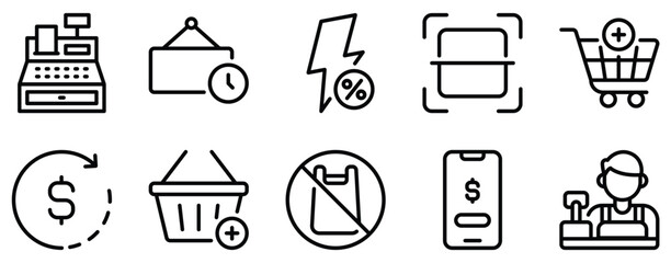 Grocery icon set line style collection