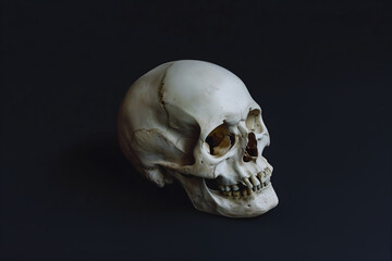 Skull on a dark background. Halloween atmosphere