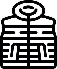 Black outline icon of a life vest, essential safety equipment for boating, swimming, and water sports