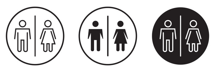 Male and female toilet icon vector, filled flat sign, solid pictogram isolated on white. WC symbol, logo illustration.