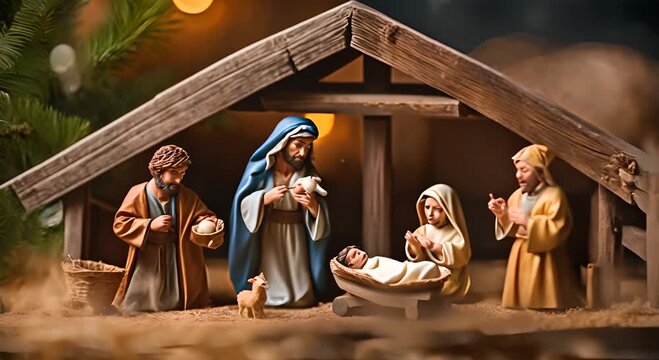 Nativity scene. Bethlehem. Nativity scene at Christmas.
