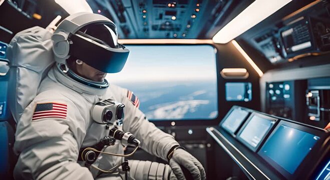 Astronaut with VR glasses.
