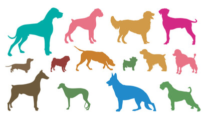 Diverse Hunderassen Freisteller Illustration.eps