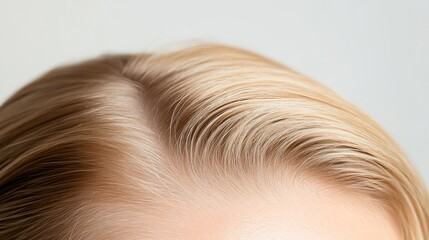 Close-Up View of Blonde Human Hair Texture and Scalp