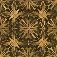 Fototapeta premium Seamless pattern of ornate geometric motifs in muted gold and bronze tones