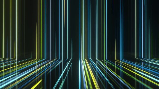 looping color lines stripes neon light rays path glowing. Seamless Futuristic animation for titles or logo.3D background colorful lines.