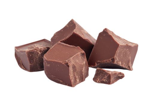 Pieces of tasty milk chocolate isolated on white