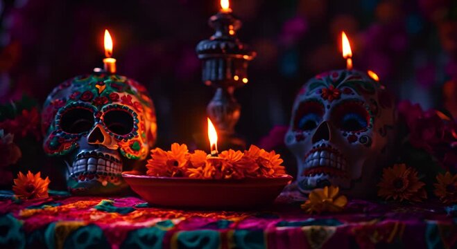 Mexican altar for the day of the dead. Dia de los Muertos. Viva mexico.