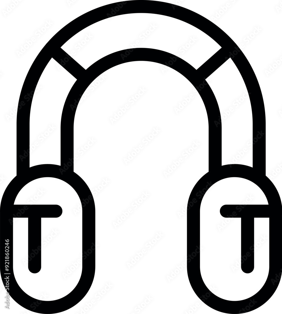 Poster simple black and white vector icon of headphones with active noise cancellation feature for web desi