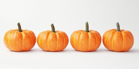 Obraz premium Small orange pumpkins on a white surface