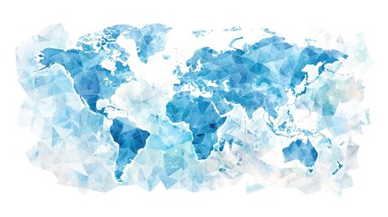 Obraz premium Abstract world map made of blue geometric shapes