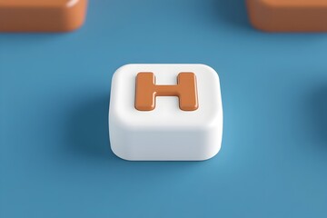 Minimalist  H  Key on Isolated White Background