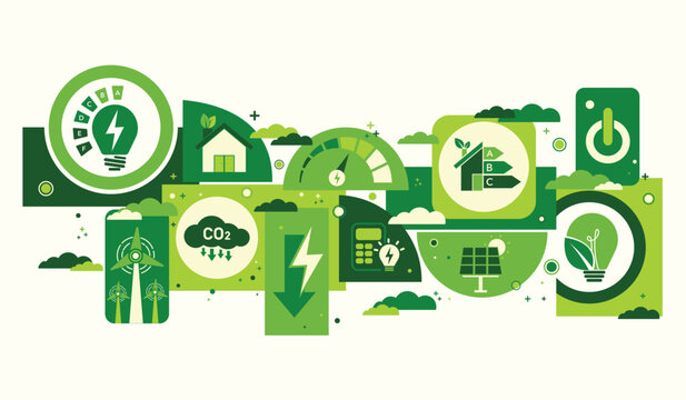 House energy efficiency, energy efficient rating class concept, eco home renovation save cost. Low-consumption ecological house. Green Building for Sustainable Development Concept