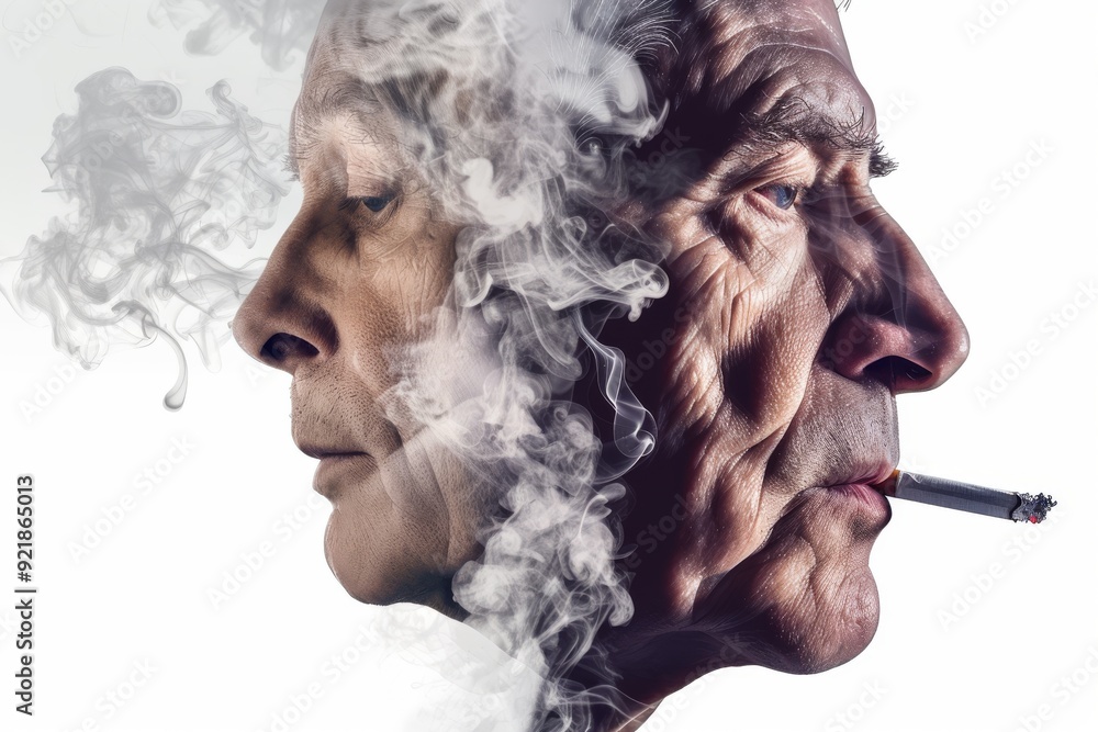 Poster smoke swirling around a mans profile symbolizing the complexity and depth of human thought
