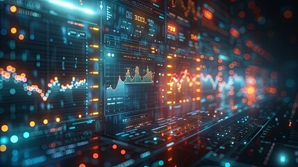 Fototapeta premium fiber optics background with spots A high-tech background featuring a soft-color analyst