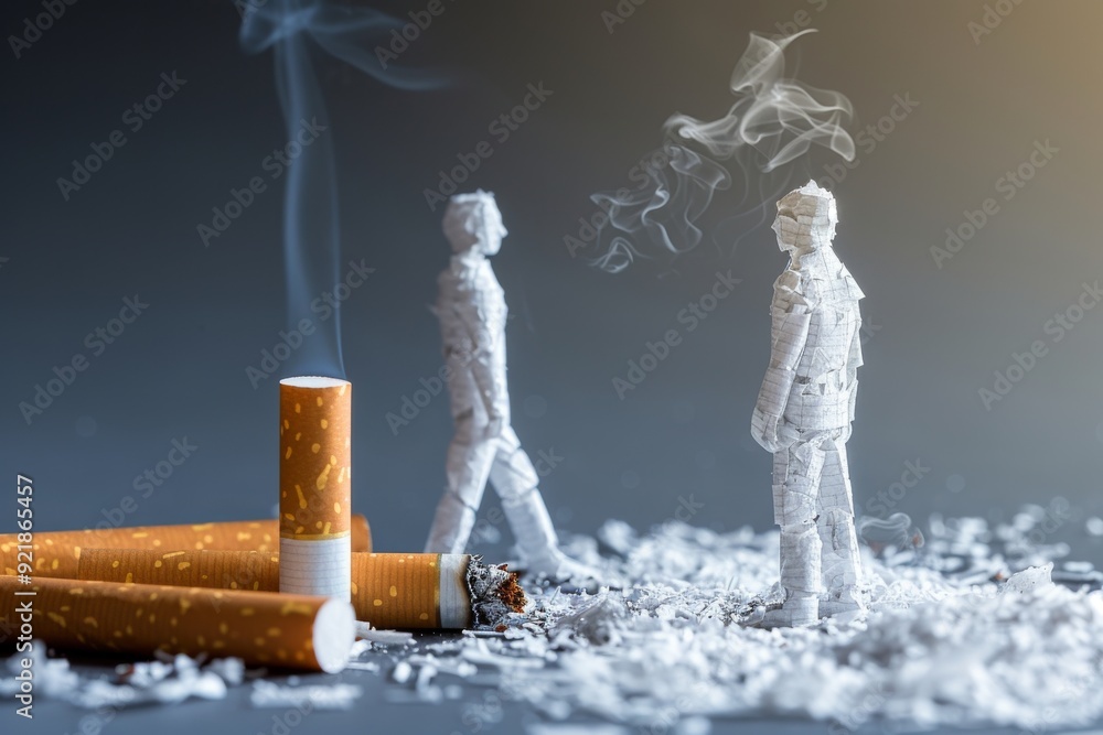 Poster two figures facing each other amidst smoke a narrative of connection and disconnection