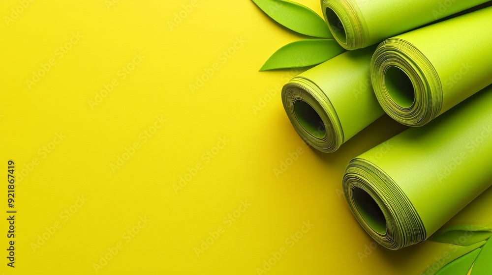 Poster a 3d rendering with copy-space is used for the background. the background is made up of green and aq