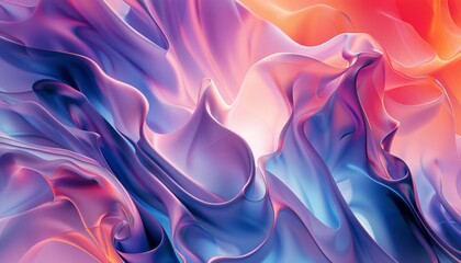 Obraz premium Vibrant Abstract Digital Art with Dynamic Lines and Gradient Hues, Background with Copy Space