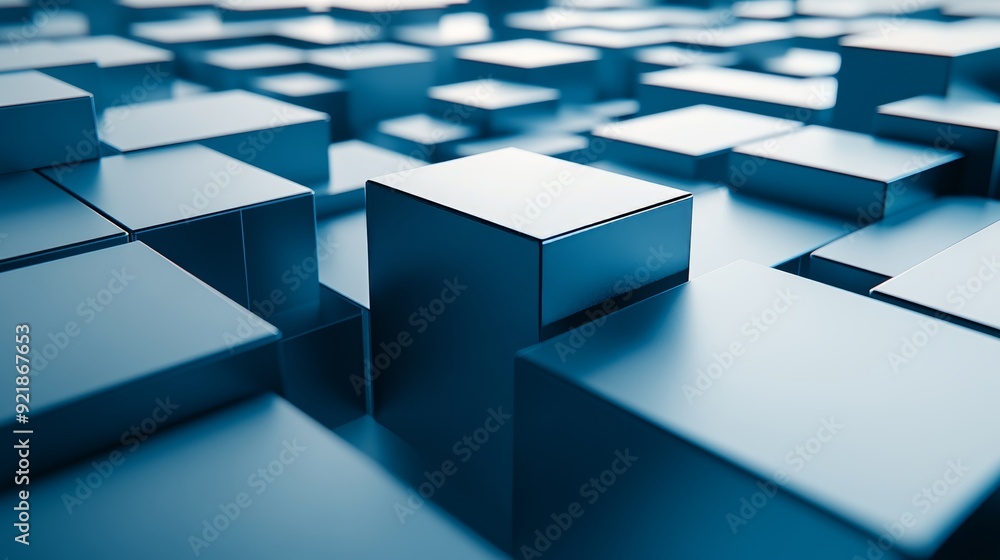 Poster grey, 3d render of modern tech background with transparent cubes.
