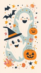 Fototapeta premium cute cartoon ghosts for halloween