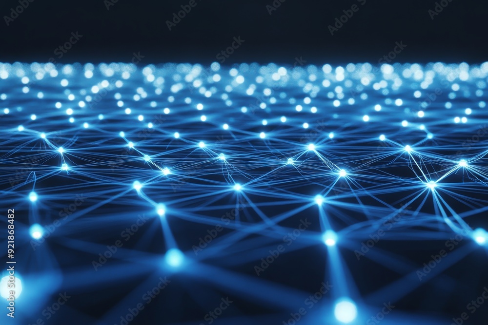 Poster graphic background with line connects network and particles. sci-fi digital technology with line con