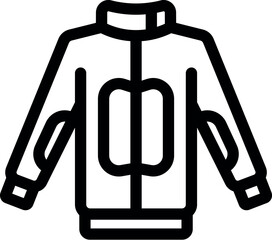 Black outline icon of a winter jacket with pockets representing winter apparel