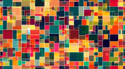 Fototapeta premium Vibrant Pixelated Geometric Mosaic. Abstract square pixel mosaic background concept