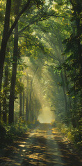 Obraz premium Sunlit Forest Path