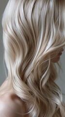 Naklejka premium a close-up image showcasing the light beige hair color texture smooth and luxurious
