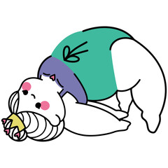 chubby girl yoga illustrations in various poses, wearing crowns and workout outfits, perfect for wellness designs