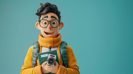 3D Flat Icon: Journalist with Press Pass and Fact Check Tool Concept | Press Integrity and Fact Checking Symbol | Dreamy Background with Space for Text or Graphics | Isolated White