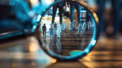 A Magnifier Glass Focuses On The Hr Manager Business Icon, Highlighting The Importance Of Human Resource Management