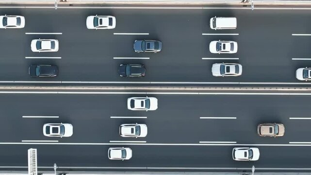 Aerial photography of Traffic Jam And Congestion During day busy Rush Hour On highway in modern city