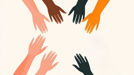 Hands forming a circle, symbolizing inclusion, empowerment, and integration, flat design illustration
