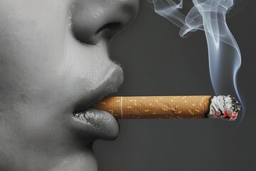 Close up of a cigarette in lips a gritty representation of addictions grip