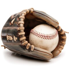 Ready to Play: Baseball Glove and Ball on Isolated Background