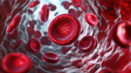 Fototapeta premium Vibrant Red Blood Cells in Intricate Circular Pattern with Copy Space - Medical Background Concept