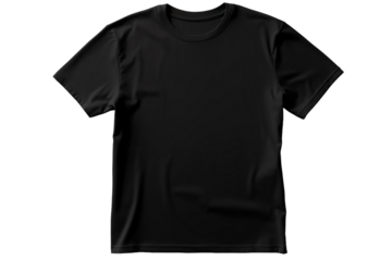 Exploring the Versatility of a Classic Black T-Shirt for Various Fashion Styles on White or PNG Transparent Background.