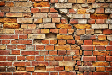 Cracked Brick Wall Texture Background.