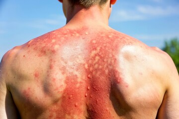Naklejka premium Sunburn on Man's Back.