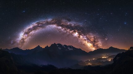 A breathtaking view of the Milky Way stretching across the night sky. The dense band of stars and cosmic dust creates a dazzling and expansive scene of our galaxy from a dark, remote location