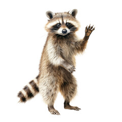 Obraz premium Cute Raccoon Waving Clipart Illustration