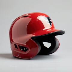 Fototapeta premium Protective Baseball Helmet with Team Logo on Isolated Background
