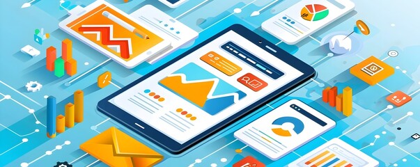 Data Analysis and Digital Marketing Strategy Illustration.