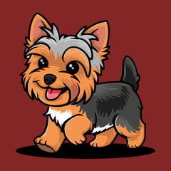 Yorkshire terrier cute dog cartoon illustration