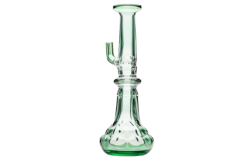 Elegant Glass Water Pipe With Unique Design Showcased Against Bright Background on White or PNG Transparent Background.