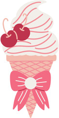 Ice Cream Cone with Cherries