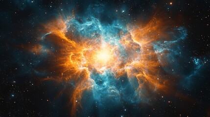 Obraz premium A captivating image of a planetary nebula with intricate shapes and glowing gases. The delicate and colorful structure of the nebula creates a beautiful and otherworldly cosmic scene